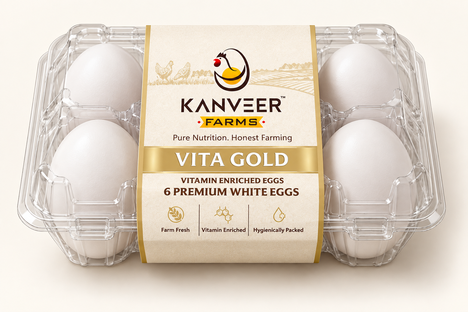 Vita Gold six-egg clear carton packaging concept